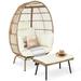 DEXTRUS Wicker Egg Chair with Ottoman with Stand Cushions Egg Chairs for Patio - Beige