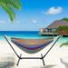 2-Person Hammock Set Hammock with Stand Adjustable Portable Hammock Stand Heavy Duty Small Color Strip 330 lb Capacity