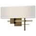 Cosmo 11.3"H Modern Brass Accented Soft Gold Sconce With Flax Shade