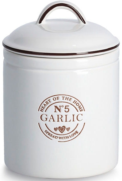 Vorratsdose ZELLER PRESENT "Garlic", weiß, B:12cm H:17,5cm, Lebensmittelaufbewahrungsbehälter, für Knoblauch, 880 ml Image