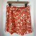 J. Crew Skirts | J. Crew Pleated Orange & Cream Floral Skirt Tie Front | Size 6 | Color: Orange/White | Size: 6