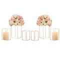 Gold Lanterns for Living Room: Hewory Set of 6 Glass Hurricane Candle Holder for Pillar Candles, Decorative Candle Lanterns Indoor Outdoor for Wedding Centrepieces for Tables