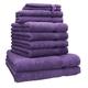 Betz 10 Piece Towel Set PREMIUM 100% Cotton 2 Wash Mitts 2 Guest Towels 4 Hand Towels 2 Bath Towels color purple