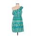 As U Wish Casual Dress: Blue Brocade Dresses - Women's Size Medium