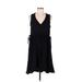 Dex Casual Dress - A-Line V Neck Sleeveless: Black Print Dresses - Women's Size Medium