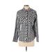 Croft & Barrow Long Sleeve Button Down Shirt: White Checkered/Gingham Tops - Women's Size Medium Petite