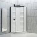 A&E Bath and Shower Nevada 36" W x 36" D x 74" H Framed Neo-Angle Shower Kit w/ Base Included, Glass in Black/White | 74 H x 36 W x 36 D in | Wayfair