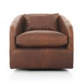 Swivel Chair - Birch Lane™ Paralimni Swivel Chair Leather/Genuine Leather in Brown | 27 H x 31.5 W x 35.5 D in | Wayfair