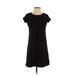 Susana Monaco Casual Dress - Mini Crew Neck Short sleeves: Black Print Dresses - Women's Size Small