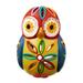 Millwood Pines Handmade Rainbow Owl Ceramic Tealight Candle Holder Ceramic in Blue/Red/Yellow | 4.5 H x 3.1 W x 3.5 D in | Wayfair