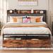17 Stories Winafred 41.3" Bed Frame Wood & /Upholstered/Linen in Brown/Gray | 41.3 H x 62.2 W x 86.6 D in | Wayfair