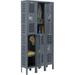 Global Industrial 493250GY 12 x 15 x 36 in. Infinity Heavy Duty Ventilated Steel Locker with Double Tier & 3-Wide Assembled Gray