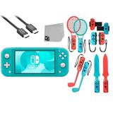 Pre-Owned Nintendo Switch Lite Turquoise Bolt Axtion Bundle with Accessories (Refurbished: Good)