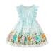 Girls Toddler Dresses Summer Ruffle Round Neck Sleeveless Floral Embroidery Print Lace Hem Dress Princess Dress For 3-4 Years