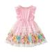 Girls Toddler Dresses Summer Ruffle Round Neck Sleeveless Floral Embroidery Print Lace Hem Dress Princess Dress For 2-3 Years