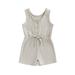 Toddler Baby Girl Summer Clothes Ribbed Sleeveless Button Down Tank Top Short Jumpsuit Rompers One Piece Outfit