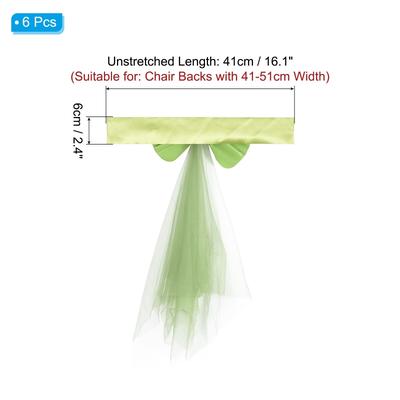 6Pcs Stretch Satin Chair Sashes Bows Chair Bands Decor Floating Tied - 6 Pack