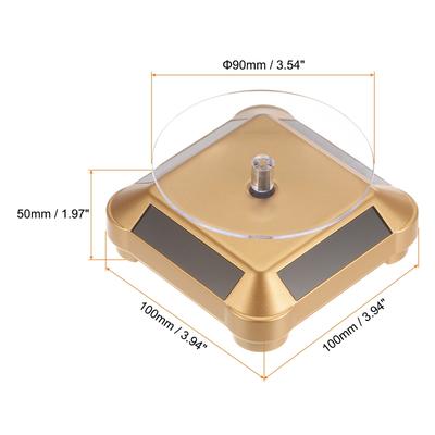 2pcs Solar Display Stand Turntable 360 Degree Rotating ABS Gold Tone - Gold Tone