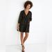 Madewell Dresses | Madewell Metallic Jacquard Faux Wrap Tiered Mini Dress Black Gold Thread | Color: Black/Gold | Size: S