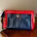 Coach Bags | Coach, Legacy-Color Block-Zippered Leather Large Clutch. Brick Red, Navy & Tan. | Color: Blue/Red | Size: Os