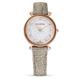 Swarovski Crystalline Wonder Uhr, Beige Damenuhr mit Edlem Zifferblatt mit Swarovski Kristallen und Verstellbarem Lederarmband