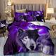 Super King Size Duvet Cover Purple Wolf Bedding for Kids Aldults Duvet Cover with Zipper Closure Soft Breathable Microfiber Duvet Cover (260x220 cm) + 2 Pillowcases (50x75 cm)