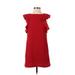 Banana Republic Factory Store Casual Dress - Shift Crew Neck Short sleeves: Red Print Dresses - Women's Size 0 Petite