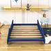 Isabelle & Max™ Adone Race Car-Shaped Platform Bed Frame w/ Wheels Wood in Blue | 17.3 H x 55.3 W x 87.4 D in | Wayfair