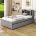 Latitude Run® Wood Platform Bed w/ Trundle & Bookcase Wood in Gray | Twin | Wayfair 2398B251DF9A424FA0F184AE11BDAAA3
