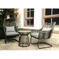 Oasis Casual Nadir 3 Pcs Bistro Set Two Hand-Woven Wicker KD Spring Sofa Chair and One Side Table