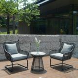 Oasis Casual Nadir 3 Pcs Bistro Set Two Hand-Woven Wicker KD Spring Sofa Chair and One Side Table