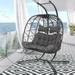 NICESOUL Outdoor Rattan Double Hanging Swing Egg Chair with Stand Grey Color 510 lbs Max. (Gray)