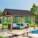 COOS BAY 13 Ft. W x 11 Ft. D Outdoor Patio Wooden Gazebo Cedar Wood Frame Steel Hardtop Gazebo Canopy for Garden Deck Backyard and Party