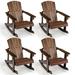 Infans 4PCS Kid Adirondack Rocking Chair Outdoor Solid Wood Slatted seat Backrest Coffee