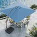 Grand Patio x Sunbrella 10 ft Square Patio Umbrella Deluxe NAPOLI Curvy Aluminium Offset Umbrella (Canvas Sapphire Blue Square)