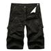 VSSSJ Mens Outdoor Shorts Oversized Fit Solid Color Zipper Multi-Pockets Button Elastic Waist Cargo Shorts Athletic Durable Bike Shorts Black XXXXXXL