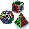 Magic Cube Gift Set Carbon Fiber Sticker Magic Cube Puzzle(Black) F120595