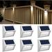 Solar Outdoor Lights Solar Deck Lights Solar Powered Outdoor Lights Waterproof Outside Lights for Garden Backyard Patio Yard Fence Post Stair Step Wall Railing Lighting Cool Light 6 Pack