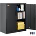 BENTISM Metal Storage Cabinet Garage Cabinets w/ 3 Keys 2 Adjustable Shelves & Magnetic Locking Door Steel Classic Storage Cabinet for Home School Office Garage Black