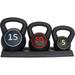 3-Piece Kettlebell Set with Storage Rack Heavy Duty Concrete Kettle s 5 lbs 10 lbs 15 lbs for Weightlifting Strength & Training Home Gym