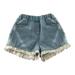 Kids Toddler Girls Solid Color Lace Spring Summer Jeans Shorts Denim Shorts Casual Shorts Daily Wearing Child Kids Baby Clothing Dailywear