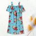 Lolmot Toddler Girls Sundress Kids Summer Floral Print Ruffle Short Sleeve Cold Shoulder Mini Dress Casual Sling Daily Vacation Beach Dress 2-10T on Clearance