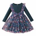 QIPOPIQ Clearance Girls Dresses Spring Autumn Toddler Baby Girl Flower Mesh Bowknot Long Sleeve Dress Princess Dress