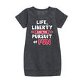 Instant Message - Life Liberty And The Pursuit Of Fun - Toddler & Youth Girls Fleece Dress