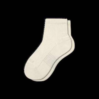 Women's Modern Rib Quarter Socks - Soft White - Small - Bombas