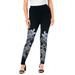 Plus Size Women's Placement-Print Legging by Roaman's in Black Flowery Paisley (Size 12)