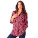 Plus Size Women's Long-Sleeve Kate Big Shirt by Roaman's in Burgundy Lavish Paisley (Size 14 W) Button Down Shirt Blouse