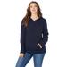 Plus Size Women's Thermal Hoodie Sweater by Roaman's in Navy (Size 34/36)