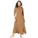 Plus Size Women's Mockneck Slit Maxi Dress by Jessica London in Brown Maple (Size 28 W)