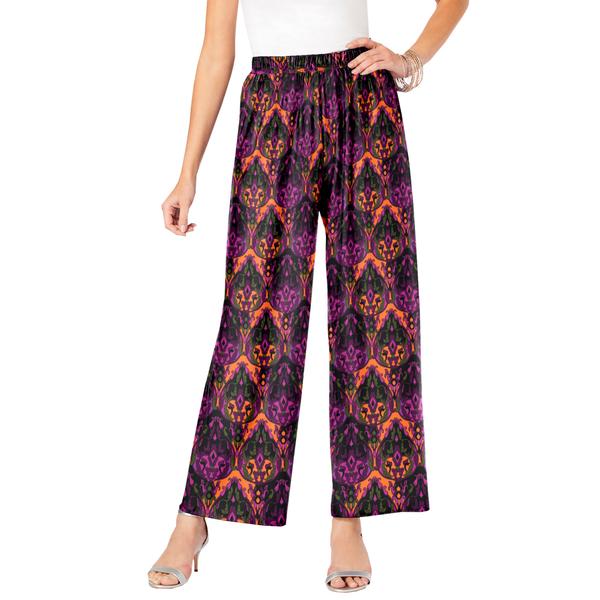 plus-size-womens-ultrasmooth®-fabric-wide-leg-pant-by-roamans-in-multi-lattice-medallion--size-s--stretch-jersey/